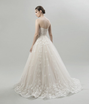 Magnolia Modern A-Line Wedding Gown by Inezia Chrizita with Symmetrical Embroidery and Beading