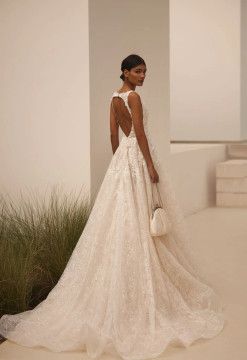 Thrill A-Line Beaded Lace Wedding Gown By Ida- Torez By Pollardi Bridal 