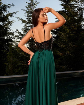 Nicoletta NC2096 V-neck Beaded Formal Evening Dress