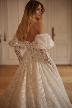 Jolene Basque Waisted Wedding Dress by Luce Sposa