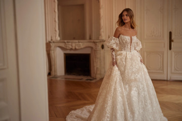 Jolene Basque Waisted Wedding Dress by Luce Sposa