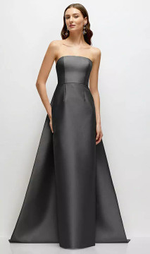 Strapless Satin Column Dress with Removeable Watteau Train - Lee · Style D876 in 39 colors