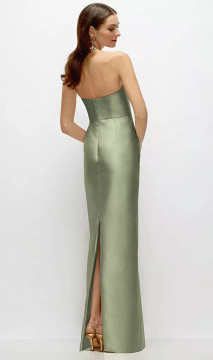 Strapless Satin Column Dress with Back Slit - Jacqueline · Style D877 in 39 colors
