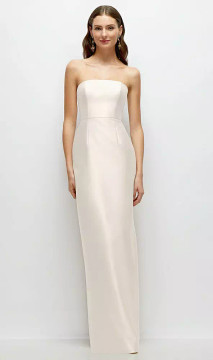 Strapless Satin Column Dress with Back Slit - Jacqueline · Style D877 in 39 colors