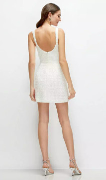 Una Luxe Bridal Tweed Mini Dress with Sequin Flower Detail