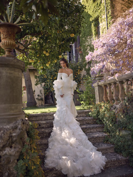 Arcadia Off Shoulder Wedding Dress with optional Cape by Wona Concept - Dress only 