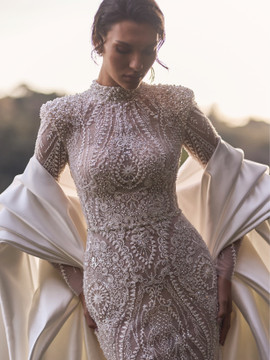 Aphrodite Mermaid Lace & Beaded Wedding Dress with optional Cape by Wona Concept - Dress only 