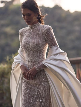 Aphrodite Mermaid Lace & Beaded Wedding Dress with optional Cape by Wona Concept - Dress only 