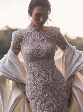 Aphrodite Mermaid Lace & Beaded Wedding Dress with optional Cape by Wona Concept - Dress only 