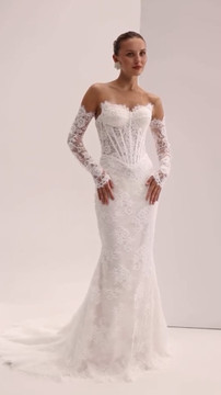 Brydie Lace Basque Waist Mermaid Dress with Matching Gloves