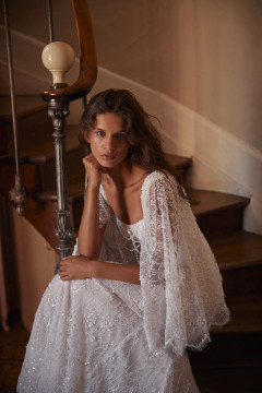 Serenata Square Neckline Fitted Wedding Dress by Luce Sposa
