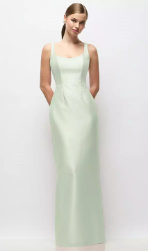 Scoop Neck Satin Column Maxi Dress by Alfred Sung -    Julian · Style D895
