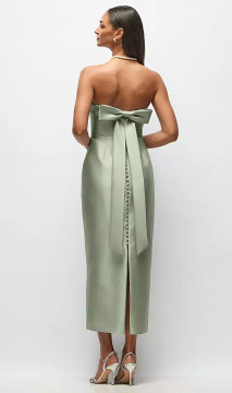 Strapless Cuff Satin Midi Dress with Column Skirt & Back Bow by Alfred Sung -   Annabelle · Style D892 in 34 colors