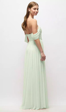 Off-the-Shoulder Basque Corset Chiffon Maxi Dress by Alfred Sung -  Kiernan · Style 3181