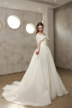 Melody A-Line off-the-shoulder Organza Wedding Dress