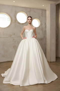 Cora Cat-Eye Basque Waist Mikado Ballgown Wedding Dress