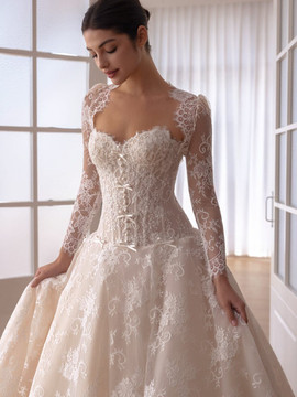 Ashley Drop Waist Lace Wedding Dress ( Incl Bolero, Veil )