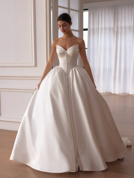 Catalina Basque Waist Satin Ballgown Wedding Dress 