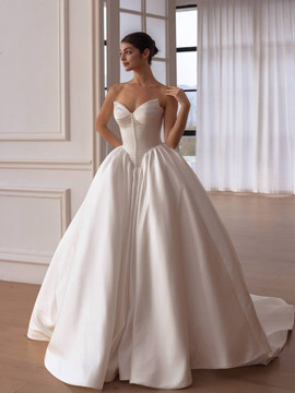 Catalina Basque Waist Satin Ballgown Wedding Dress 