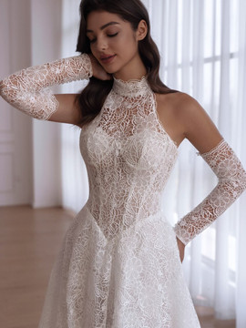 Oakley High-Neck Halter Lace Wedding Dress 