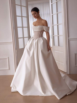 Peyton Off-Shoulder Mikado Wedding Dress 
