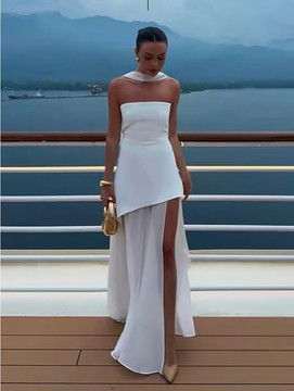 Alicia Ivory Bridal Mini Reception Dress with Neck Scarf