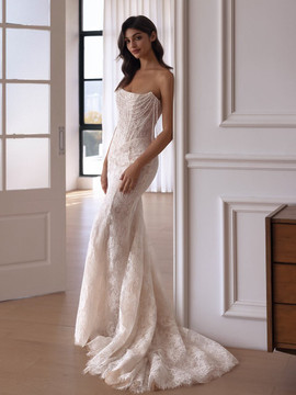 Crimson Bateau-Neck Mermaid Basque Waist Wedding Dress (online only)