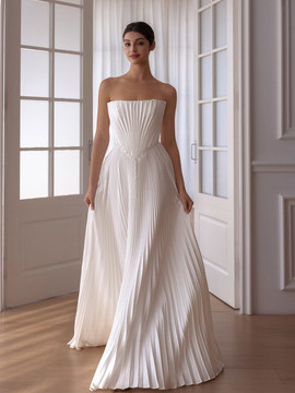 Hera Basque Waist Pleated Wedding Dress