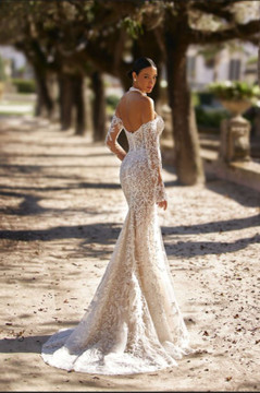Aurelie Wedding Dress by Oksana Mukha (call for price) with detachable overlay skirt