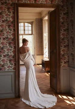 Mimosa Crepe Wedding Gown By Daria Karlozi by Pollardi Bridal