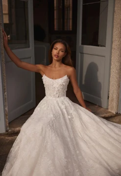 Clarisse Wedding Gown By Pollardi Bridal (online only) (optional sleeves)