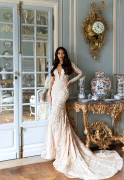 Exquisiteness Long Sleeves Wedding Gown By Pollardi Bridal