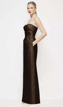 Strapless Pleated U-Wire Satin Column Maxi Dress -  Adair · Style 3200 in 31 colours