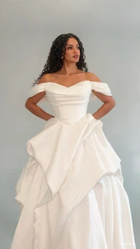 Billie Classic Off the Shoulder Mikado Wedding Dress 