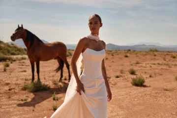 Vidette Minimalist Satin A-line Wedding Dress by Luce Sposa 