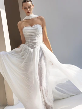 Ondline Chiffon Asymmetric Wedding Gown