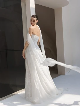 Ondline Chiffon Asymmetric Wedding Gown (online only)
