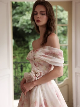 Maelis floral-print ball gown Wedding Gown