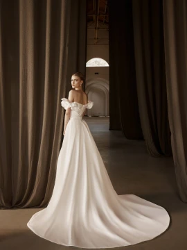 Eloise Satin  fit-and-flare Wedding Gown (online only) (optional overlay skirt)