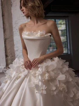Wren Basque Waist Satin Ball Gown Wedding Dress 