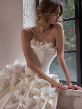 Wren Basque Waist Satin Ball Gown Wedding Dress 