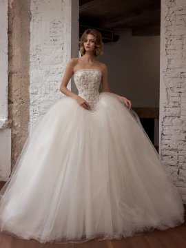 Laurel Drop-Waist Tulle Ball Gown Wedding Dress 