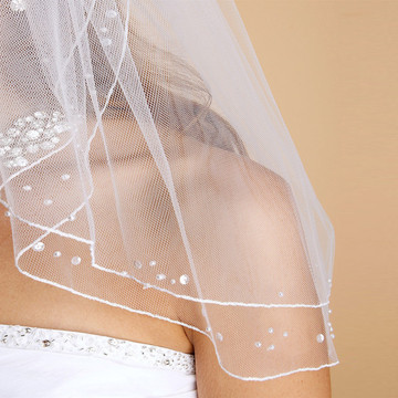 Scattered Pearl & Sequin 2-Layer Sheer Bridal or Flower Girl Veil