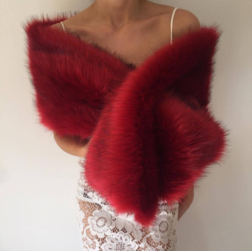 True Romance Fur Shawl Red