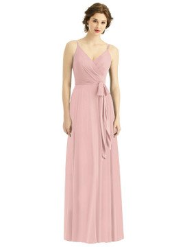 Draped Wrap Chiffon Maxi Dress with Sash By After Six Bridesmaid 1511 in 63 colors