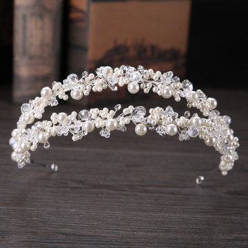 White Pearl Double Bridal Headpiece