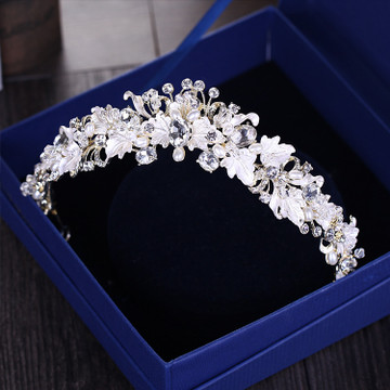 Flower Gold Silver and White Bridal Headpeice