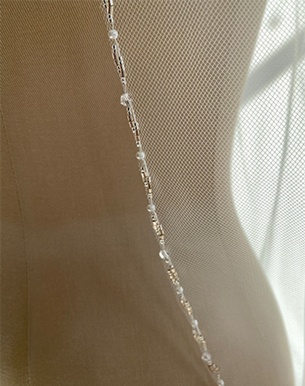 Champagne Beads Finger Tip Veil 