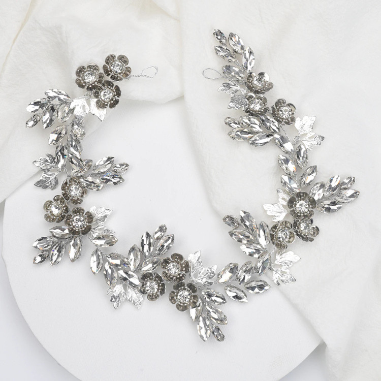 Vintage Silver Metal Flower Bridal crown