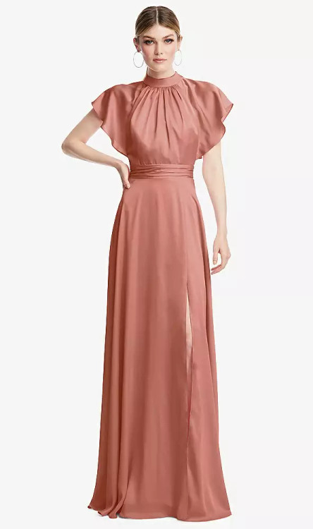 High Neck Open Back Dress Social Bridesmaids 8229 by Dessy available in 29colours